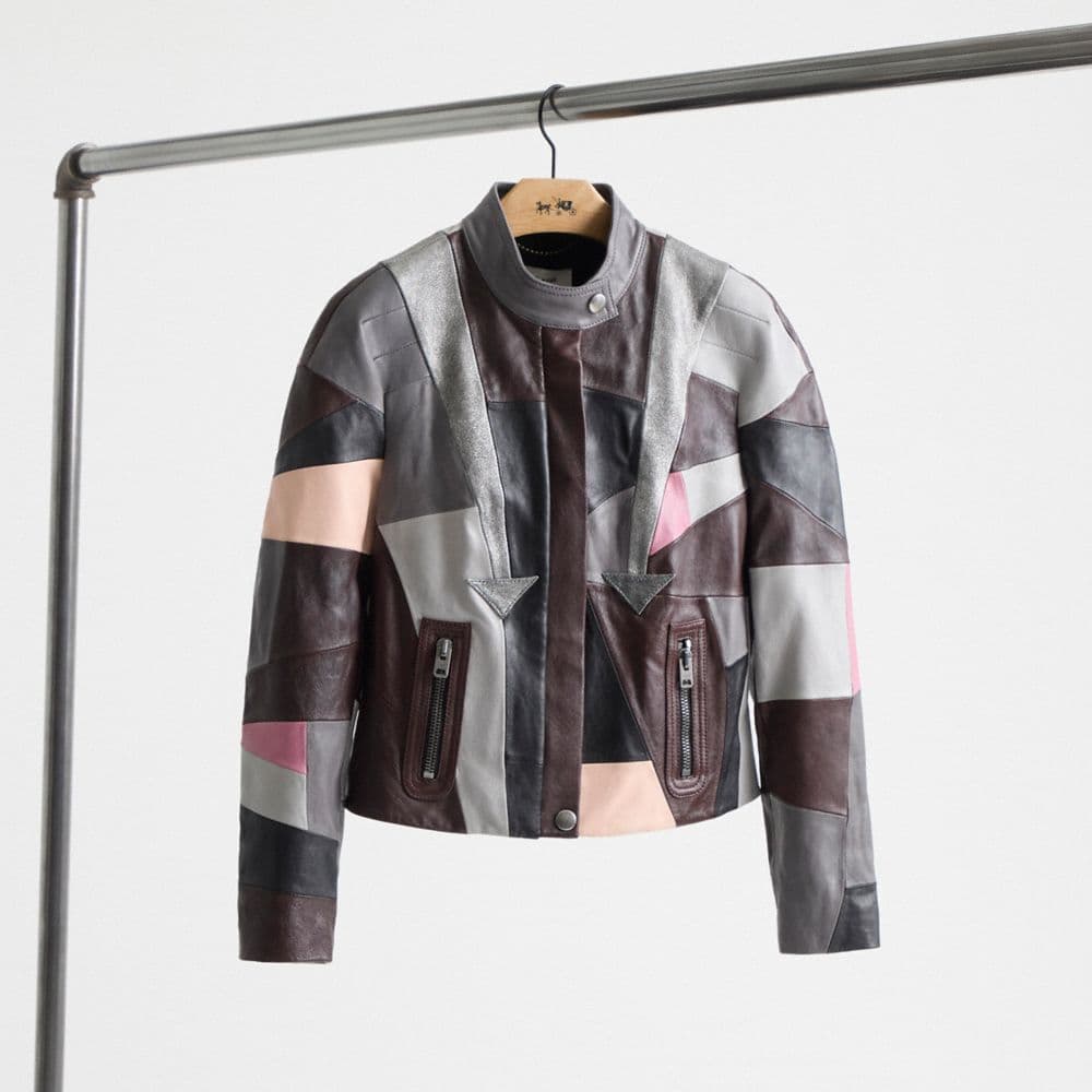 Restored Leather Patchwork Racer Jacket