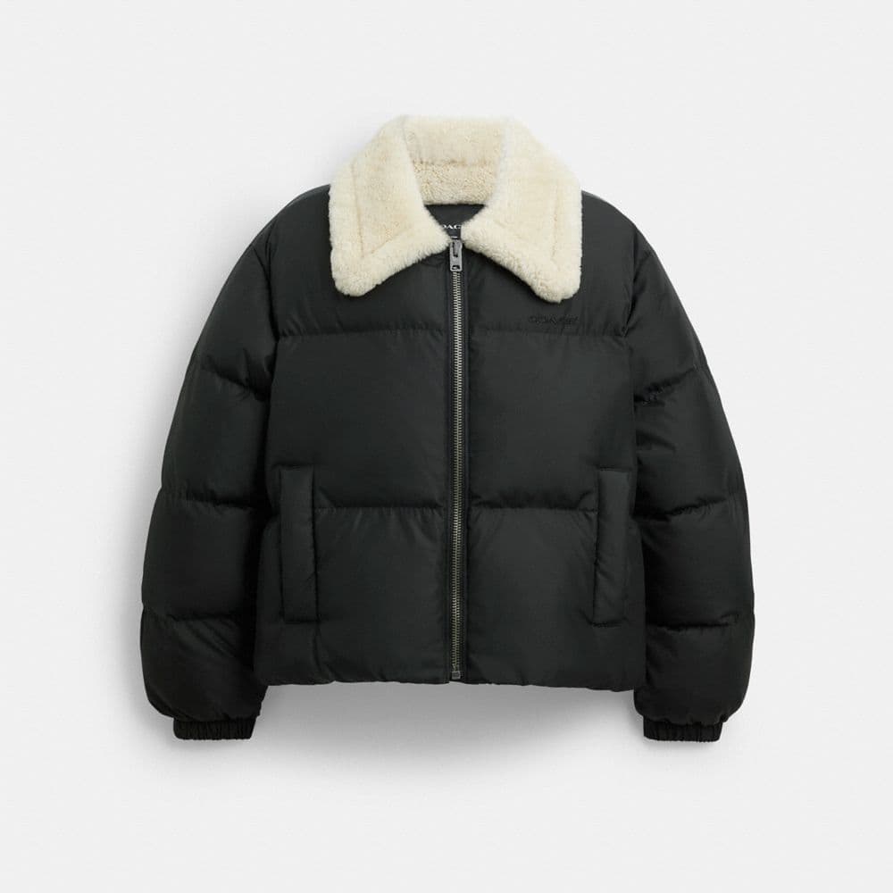 Puffer With Shearling Collar