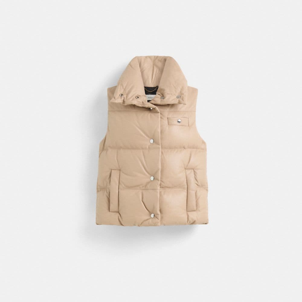 Restored Leather Puffer Vest