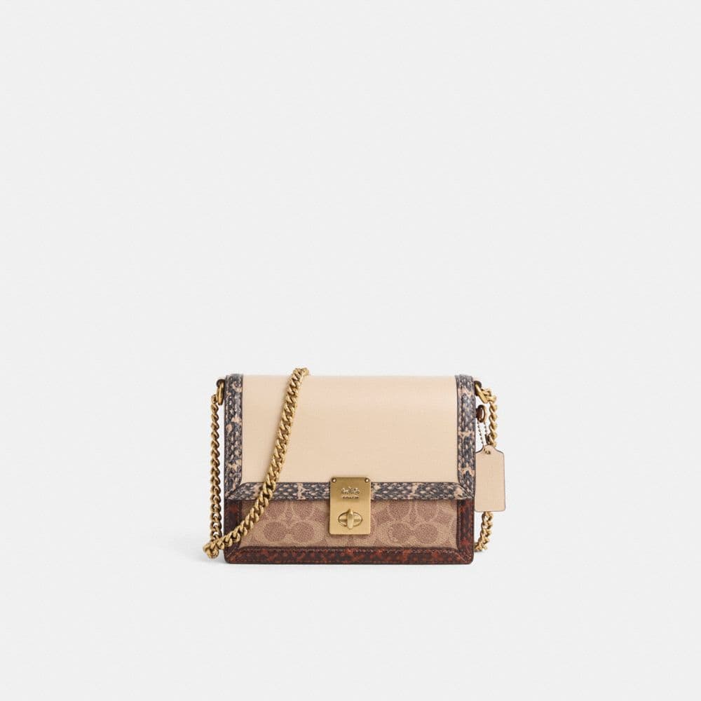 Restored Hutton Shoulder Bag In Signature Canvas With Snakeskin Detail