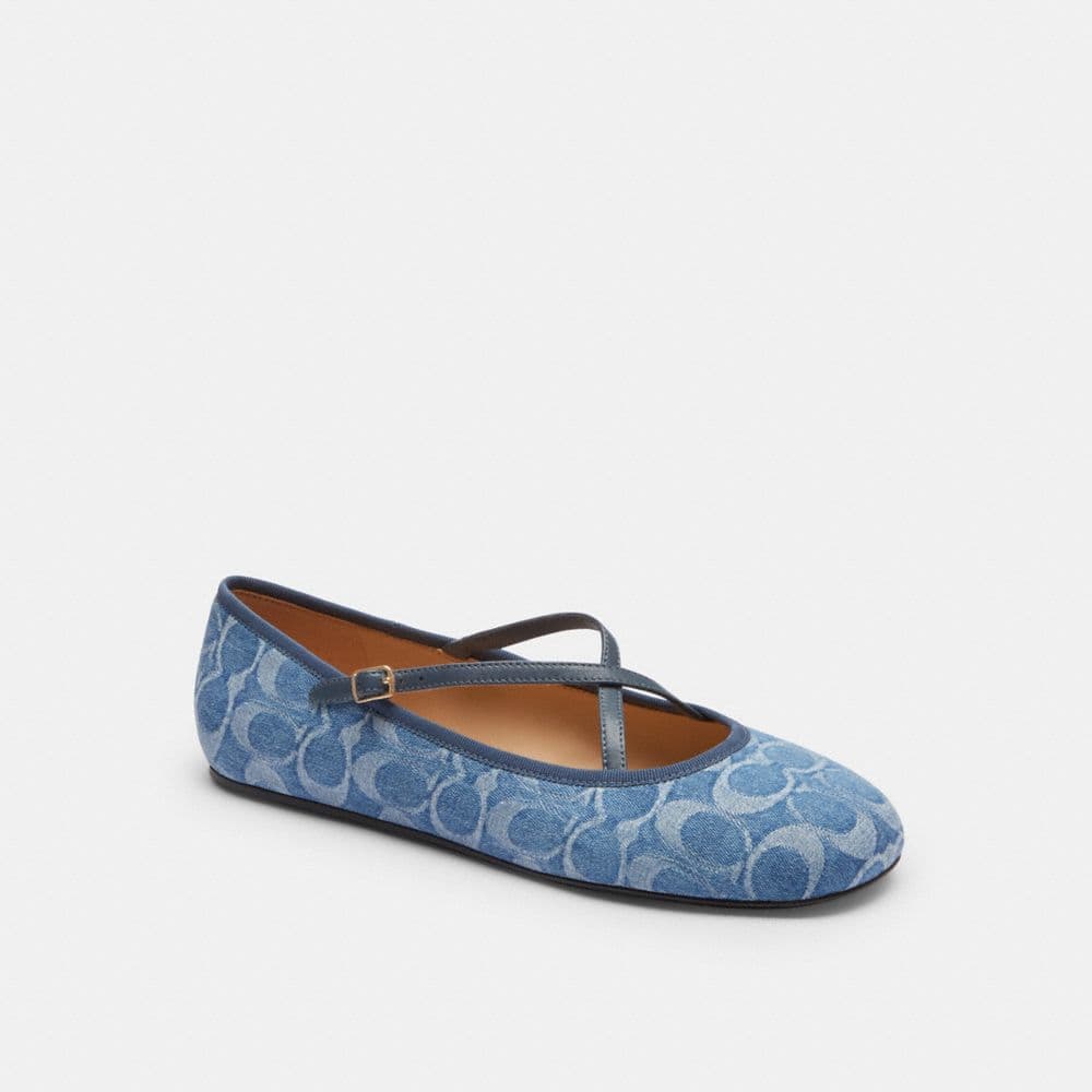 Phoebe Ballet Flat In Signature Denim