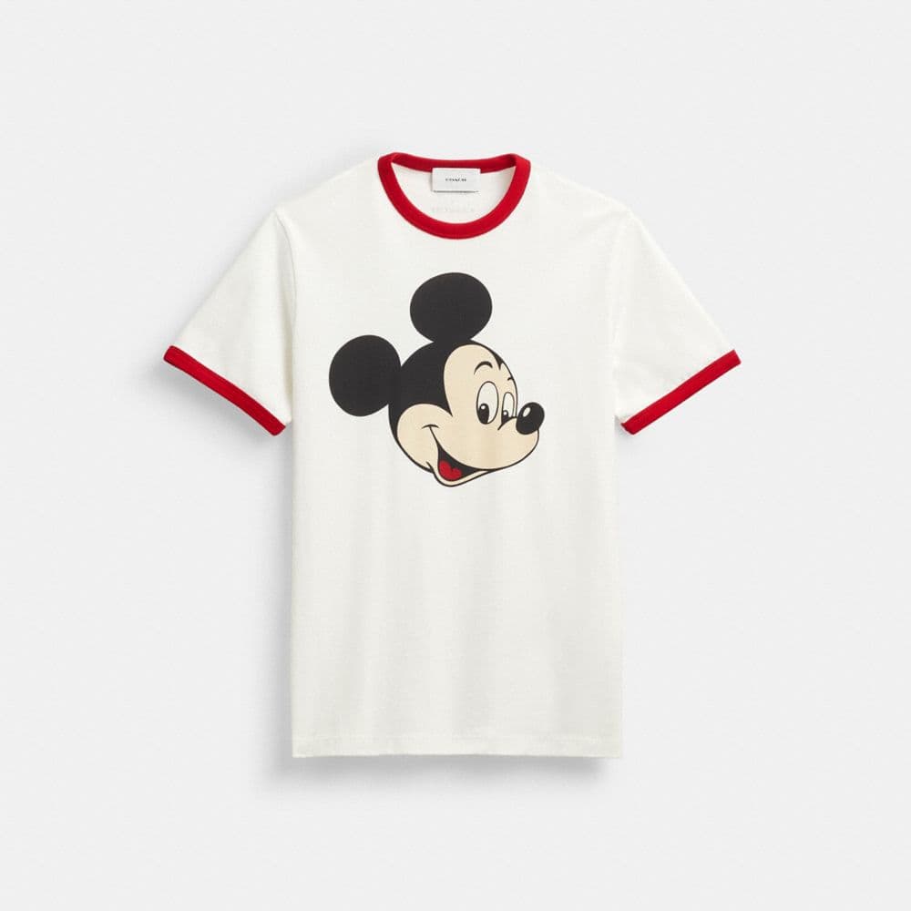 Disney X Coach Mickey Graphic Ringer T-Shirt In Organic Cotton