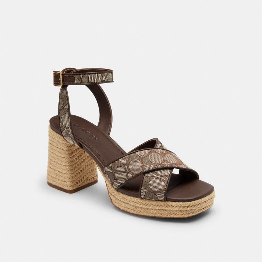 Block Heel Sandal In Signature Jacquard