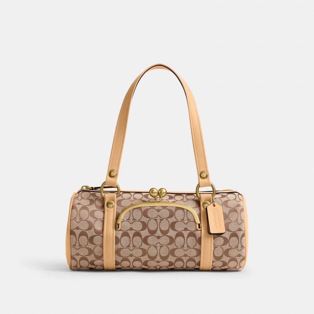 Kisslock Barrel Bag In Signature Jacquard