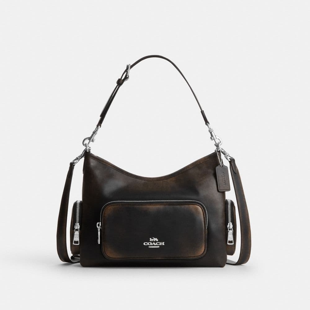 Laurel Shoulder Bag With Pockets In Loved Leather