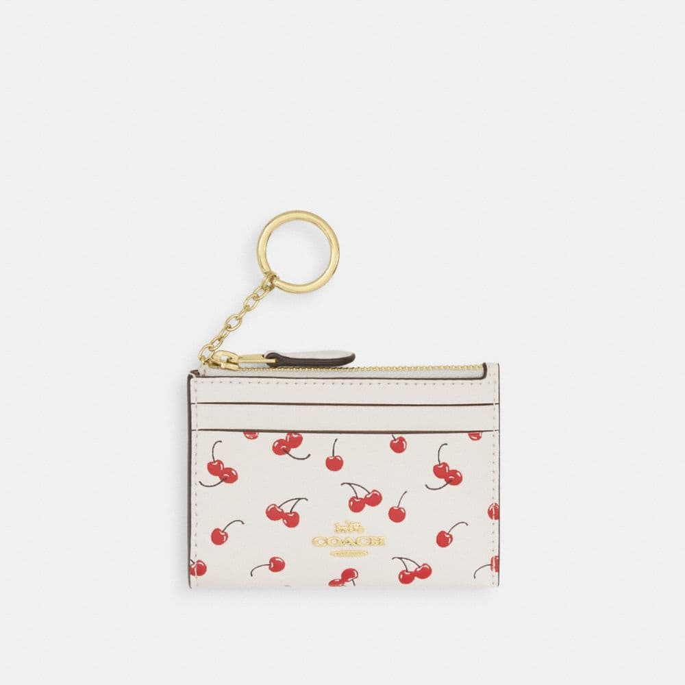 Mini Skinny Id Case With Cherry Print