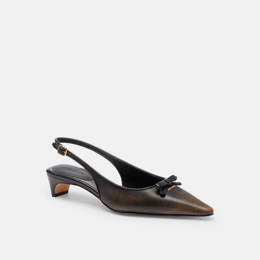 Bow Slingback Heel In Loved Leather