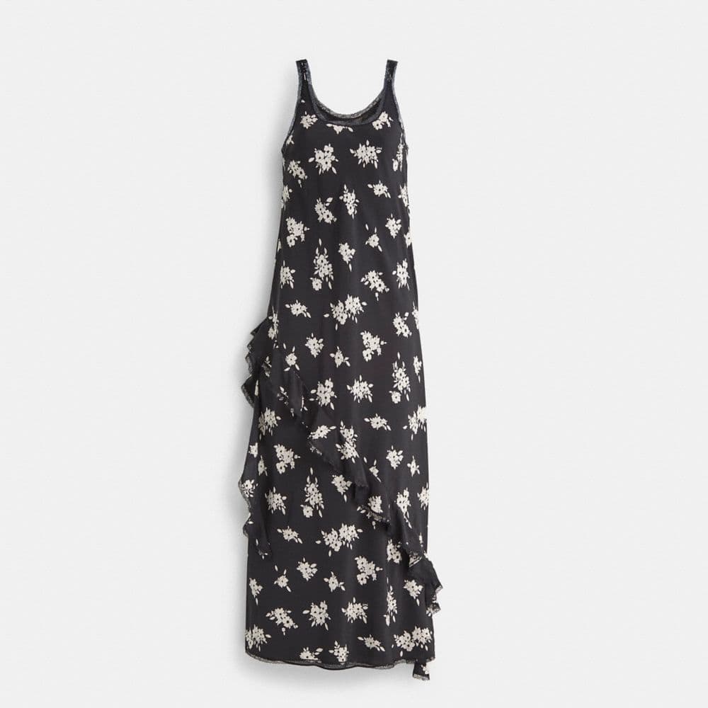 Restored Long Floral Ruffle Dress