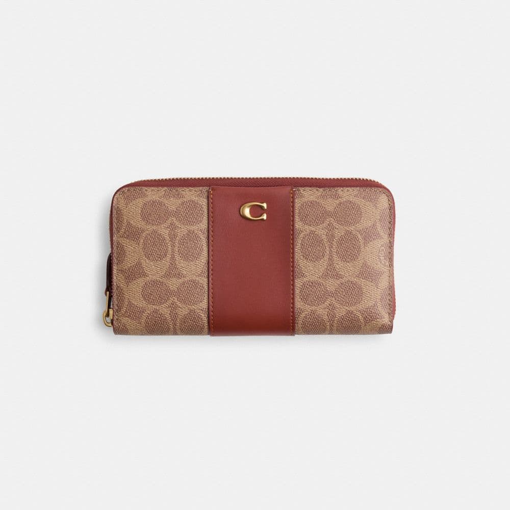 Restored Essential Accordion Zip Wallet In Colorblock Signature Canvas