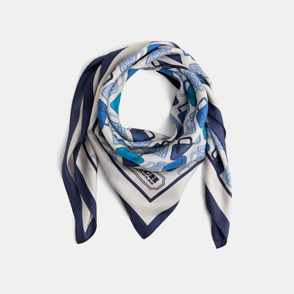 Restored Trompe L'oeil Bag Print Silk Square Scarf