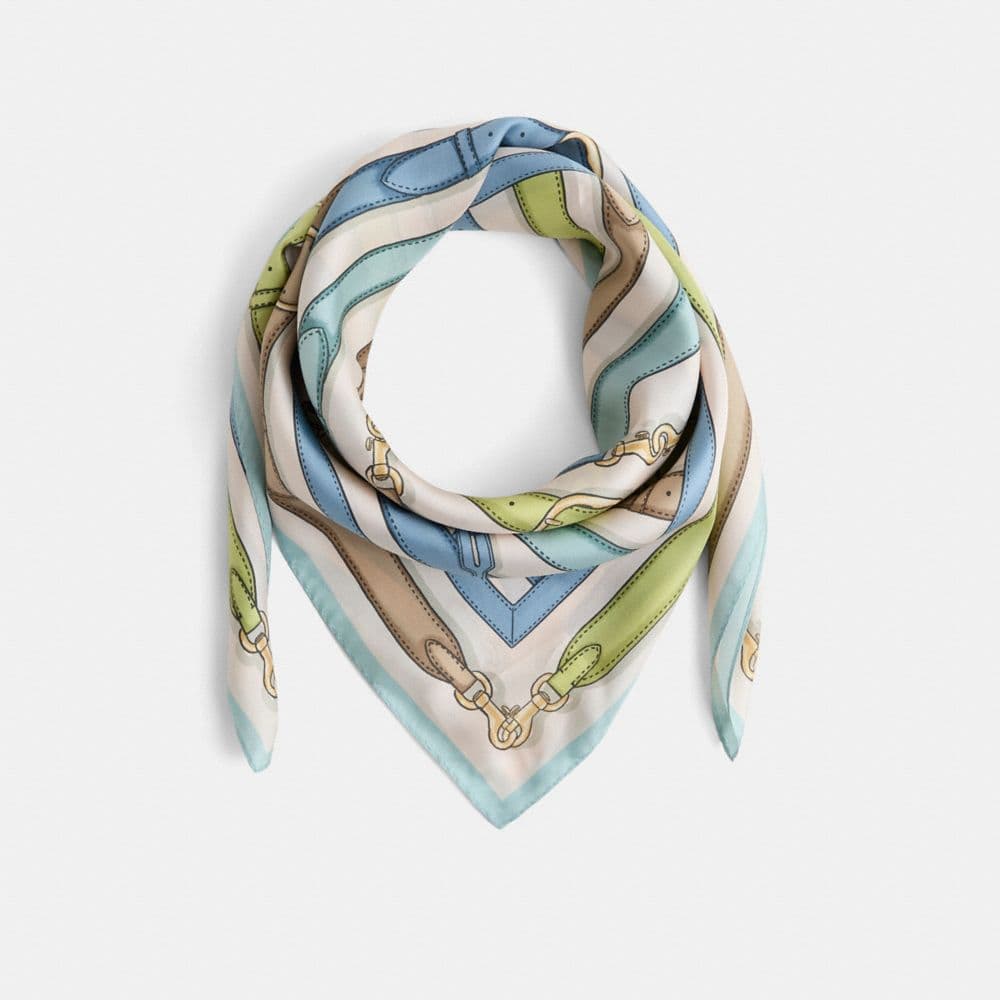 Restored Bag Strap Print Silk Square Scarf