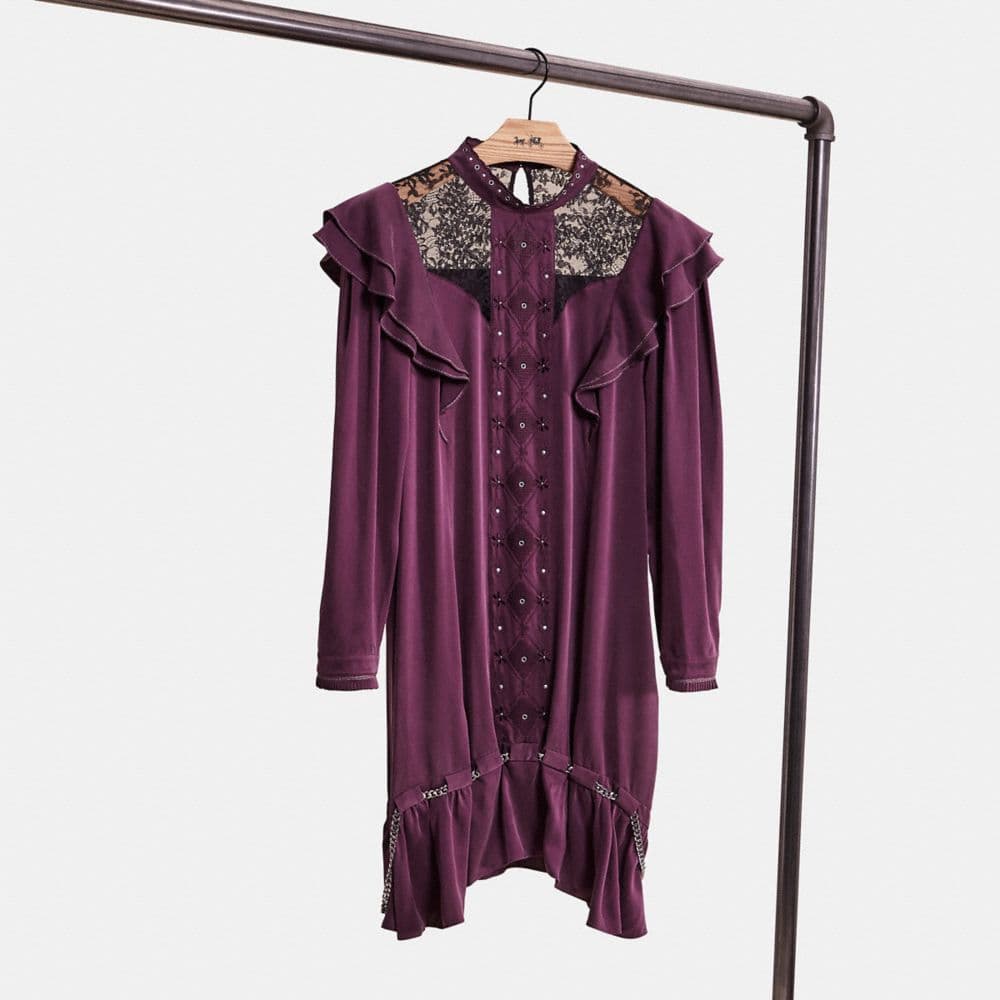 Restored Long Sleeve Dress With Ruffle Trim