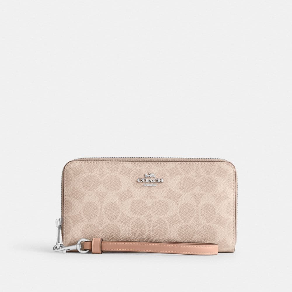 Long Zip Around Wallet In Signature Canvas With Stripe